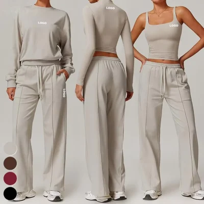 Waterproof 4pcs Yoga Tank Top, Jogger Pants, Long Sleeve Sweatshirt