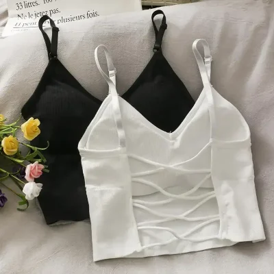 Sexy Built In Bra Solid Color Crop Top