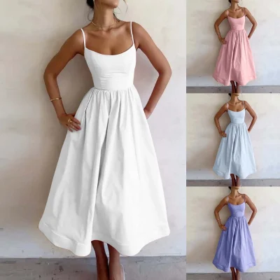 Backless A Line Sling Long Dress