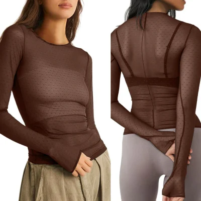 Long Sleeve Slim Fit Sheer Top