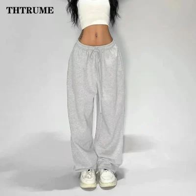 Casual Women Vintage Pocket Drawstring Baggy Chic Pants