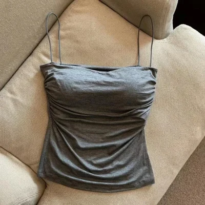 Solid Color Casual Spaghetti Strap, Built In Bra Tank Top